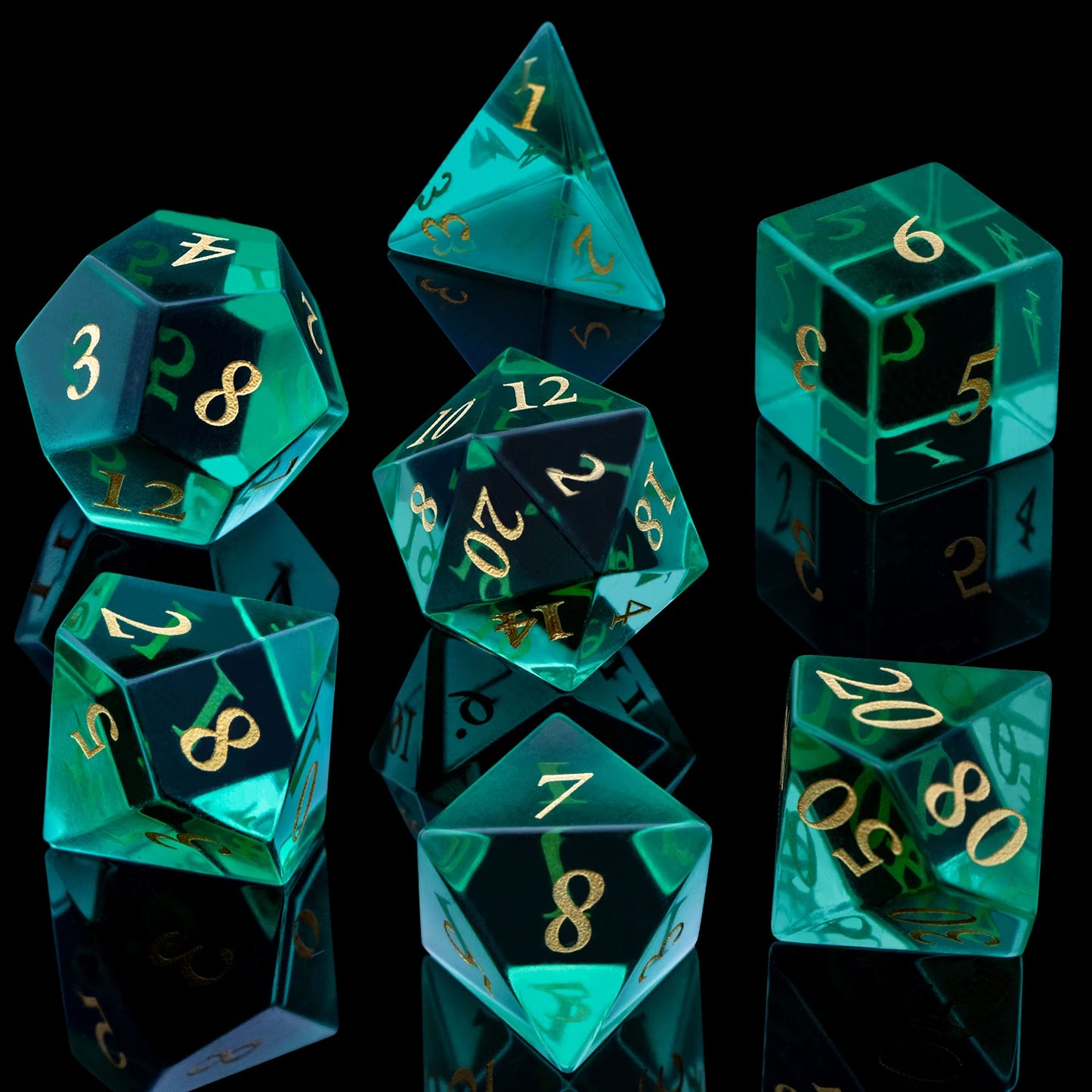 Dnd Green Sharp Edge Polyhedral Crystal Stone&Gem D and D Dice Set For Dungeon and Dragon Pathfinder Role Playing Game(RPG)、MTG