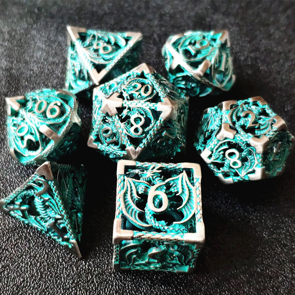 Psionic Surge Mindflayer Dice Set - Metal Illithid Series for D&D Patina Iron