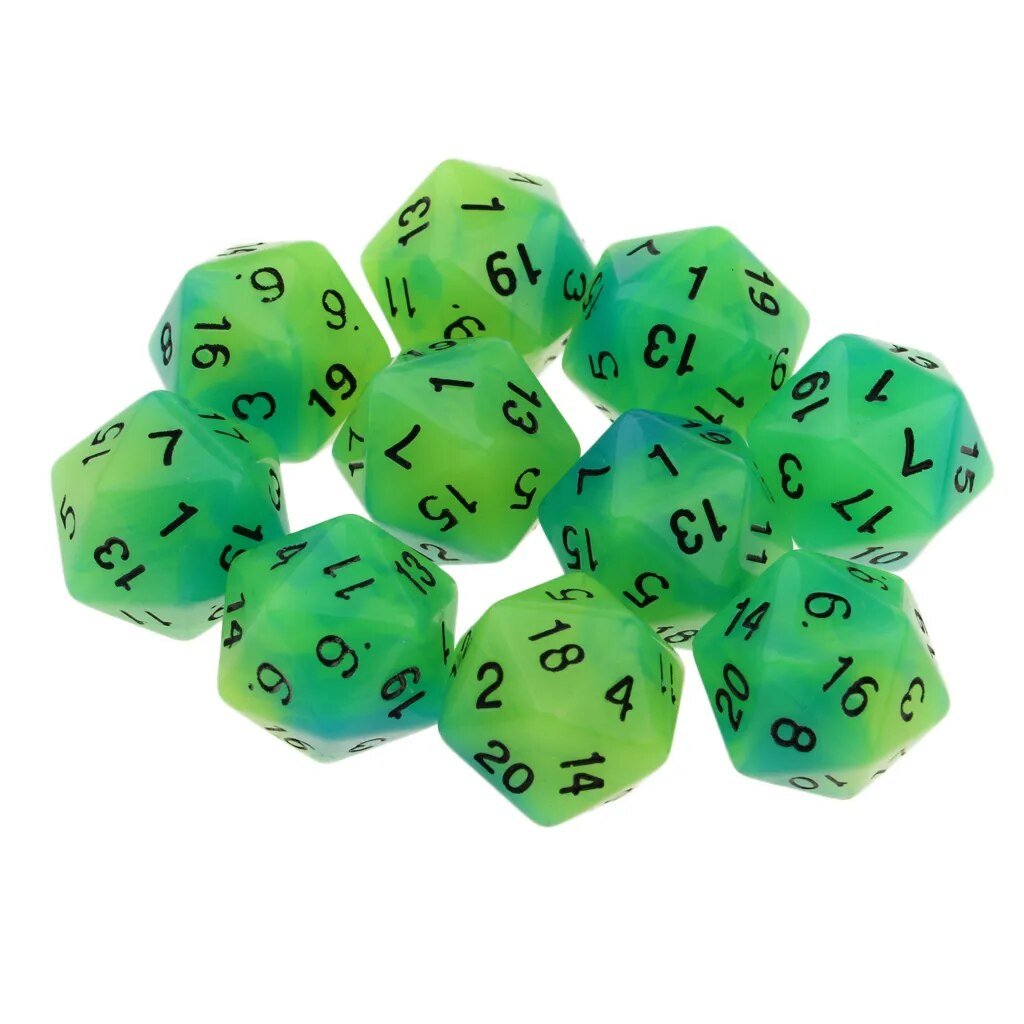 Mystical Swirl Dual-Tone 10 piece D20 Dice Set Option 010