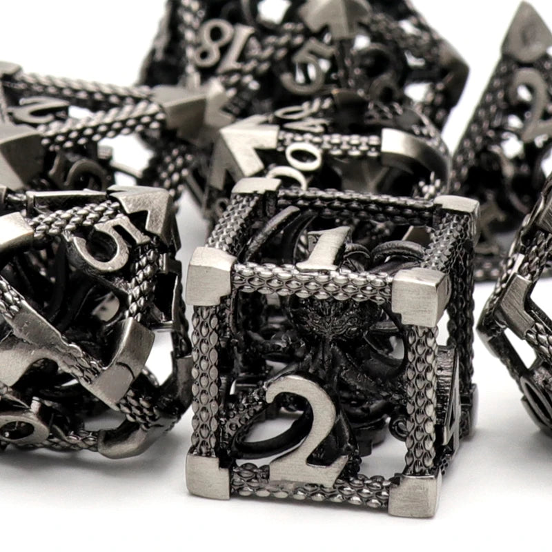 Psionic Surge Mindflayer Dice Set - Metal Illithid Series for D&D Black Iron