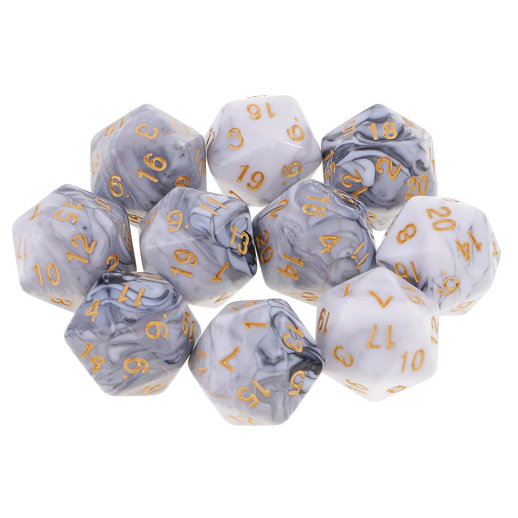 Mystical Swirl Dual-Tone 10 piece D20 Dice Set Option 023