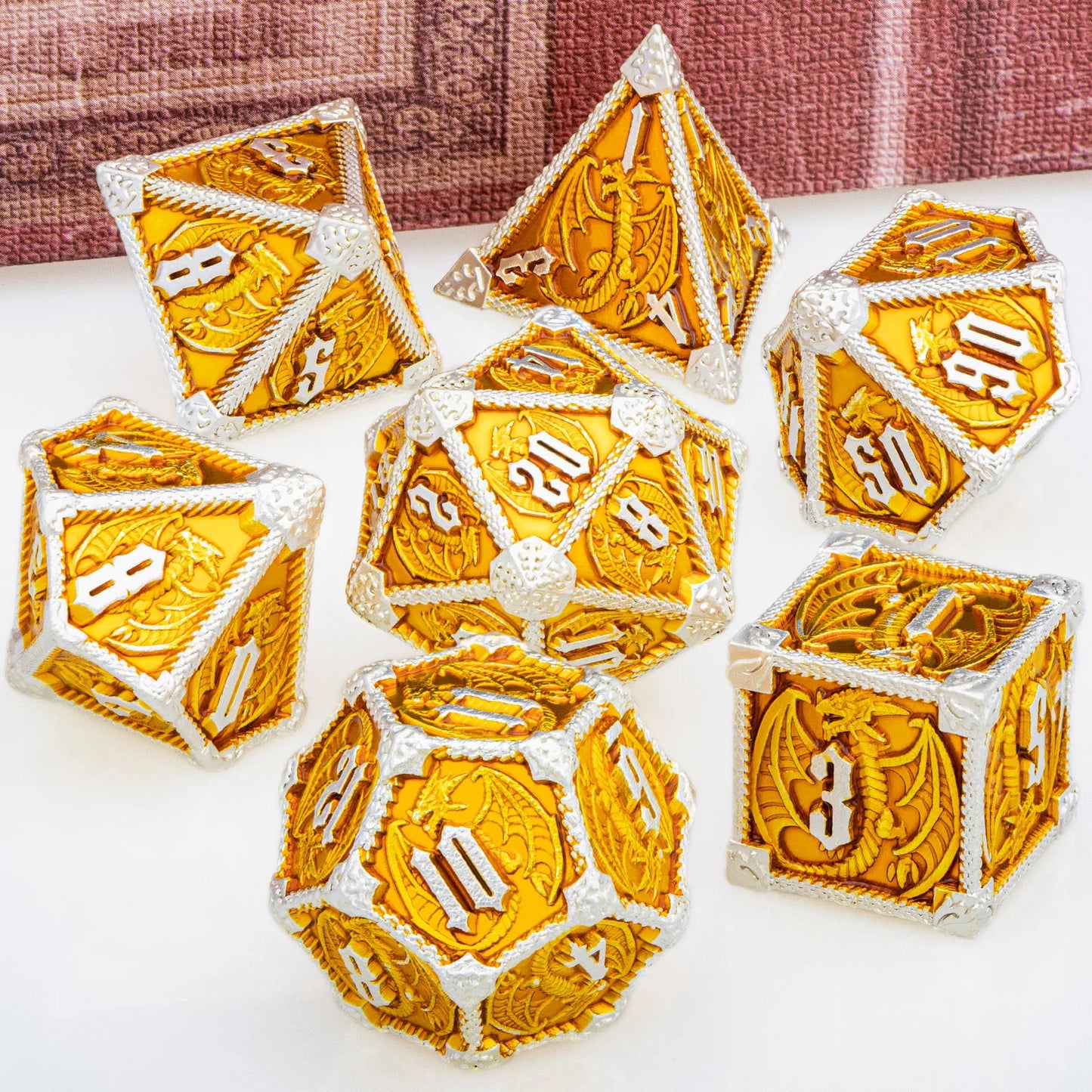 Eldritch Warlock Metal Dice Set - Dark Pact Series for D&D Yellow