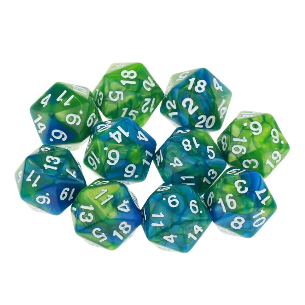 Mystical Swirl Dual-Tone 10 piece D20 Dice Set Option 021