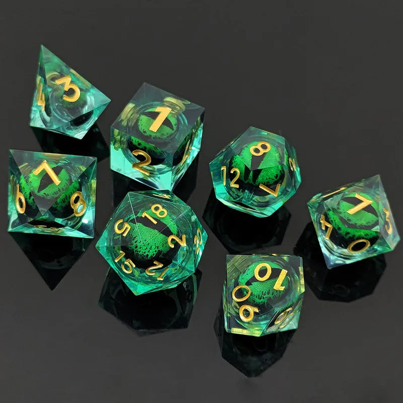 MysticFlow D20 Dice Set Green eye