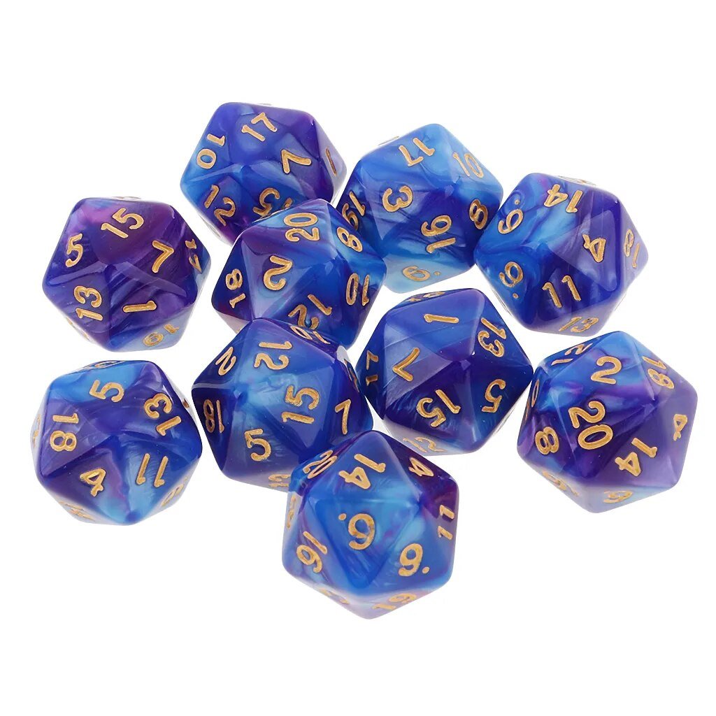 Mystical Swirl Dual-Tone 10 piece D20 Dice Set Option 025