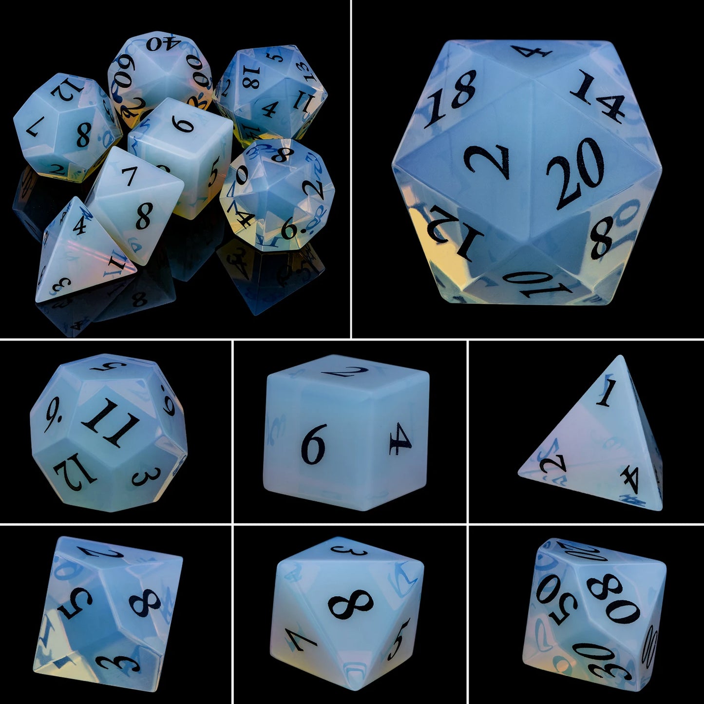 Dnd Green Sharp Edge Polyhedral Crystal Stone&Gem D and D Dice Set For Dungeon and Dragon Pathfinder Role Playing Game(RPG)、MTG Gem Dice-1