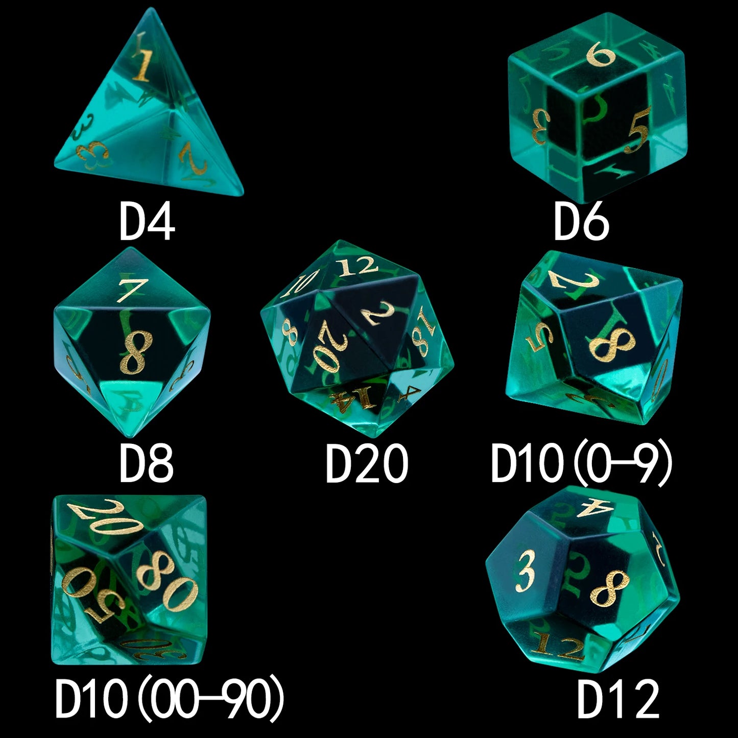 Dnd Green Sharp Edge Polyhedral Crystal Stone&Gem D and D Dice Set For Dungeon and Dragon Pathfinder Role Playing Game(RPG)、MTG