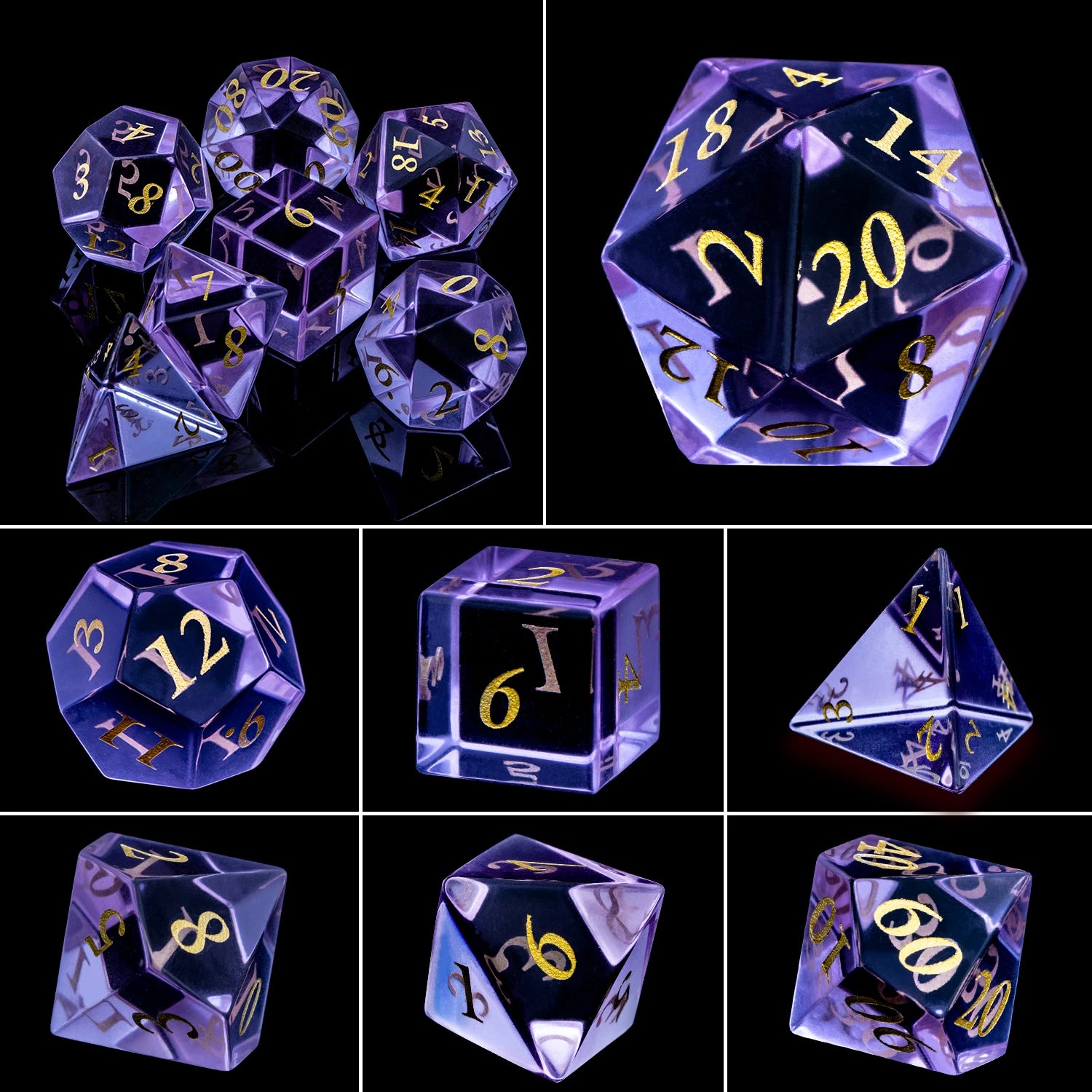 Dnd Green Sharp Edge Polyhedral Crystal Stone&Gem D and D Dice Set For Dungeon and Dragon Pathfinder Role Playing Game(RPG)、MTG Gem Dice-10