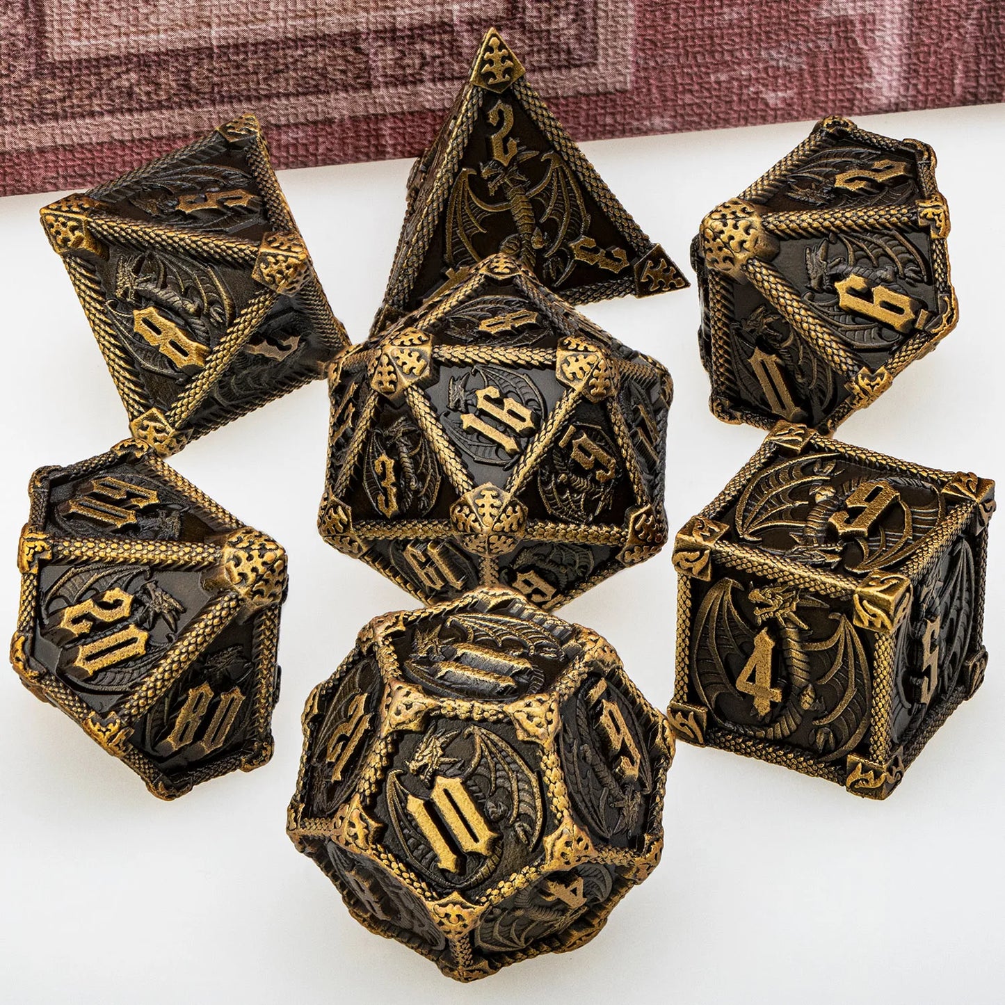 Eldritch Warlock Metal Dice Set - Dark Pact Series for D&D Ancient Gold