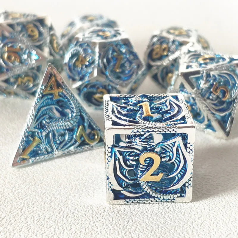 Psionic Surge Mindflayer Dice Set - Metal Illithid Series for D&D Ice Blue