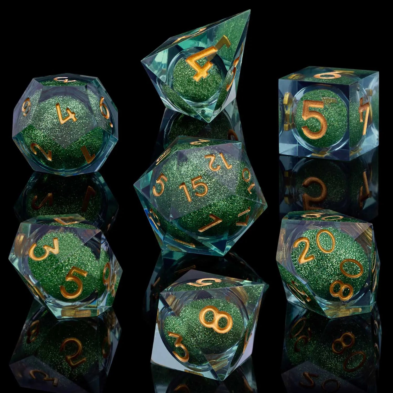 Artisanal Spectrum - Detailed Sharp Edge Handmade D20 RPG Dice Set SZ-17