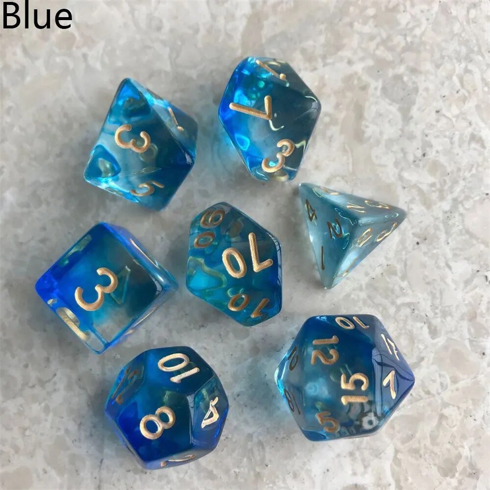 Mystic Lumina Dice Set - Dnd Polyhedral Dice Blue