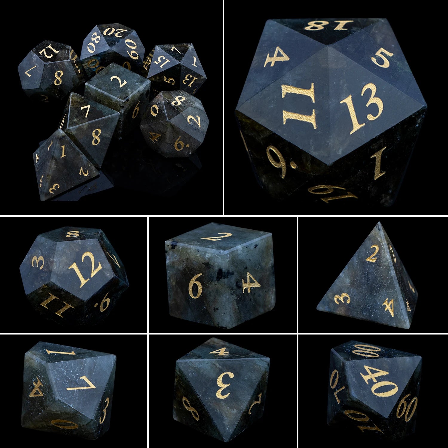 Matte Black Sharp Edge Dice Gem Dice-7