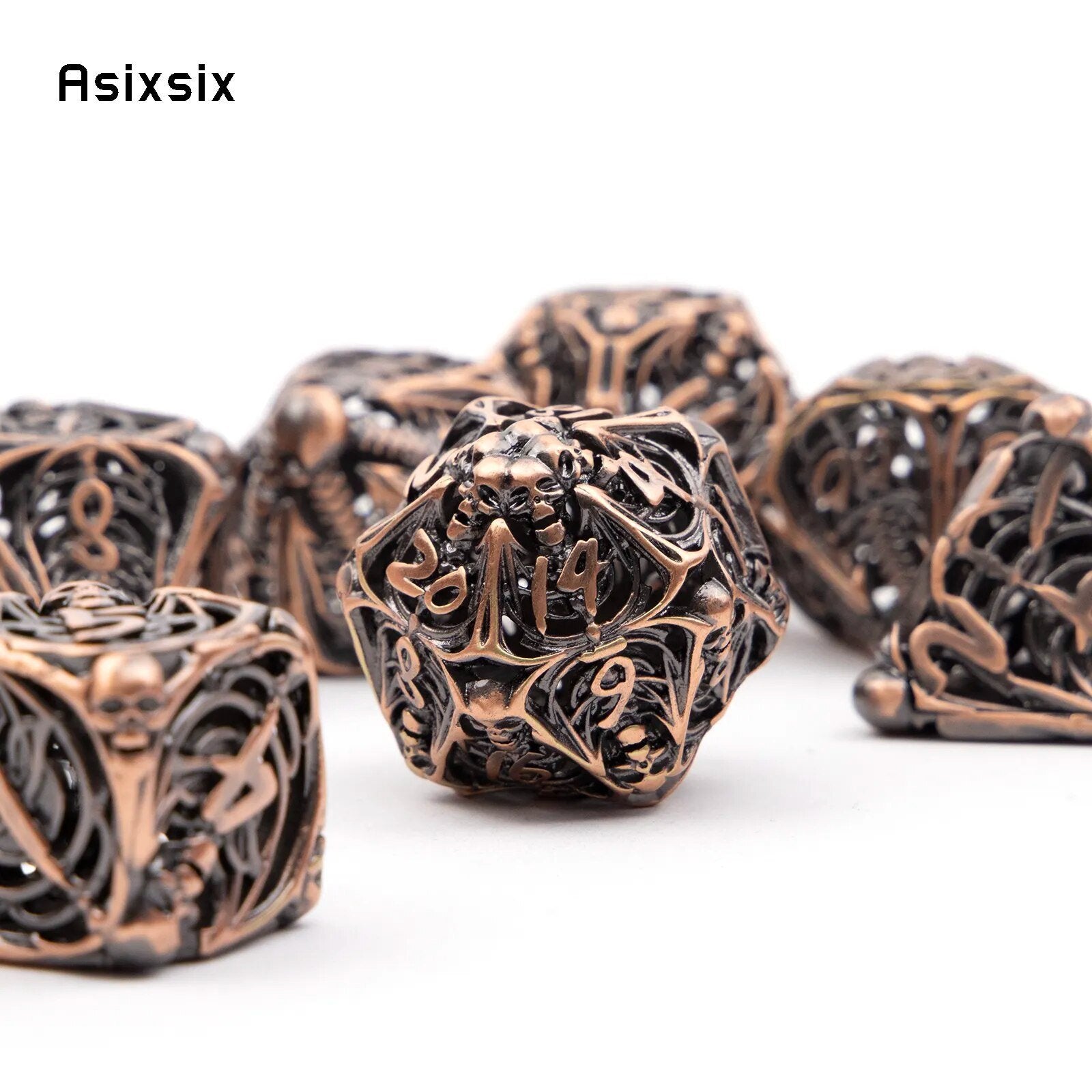 Necromancer's Dice: 7-Piece Metal Skull Dice Set for Dnd